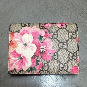 Gucci Pink Floral Canvas Card holder